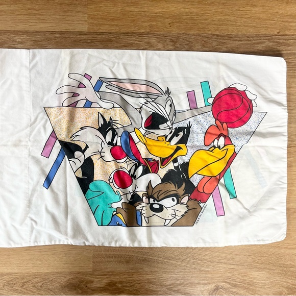 Vintage Warner Brothers Looney Toons Pillowcase Bugs Bunny Sylvester Cat Single - Picture 2 of 7